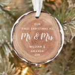 Watercolor Rustic Wood Slice First Christmas  Ornament<br><div class="desc">Beautiful watercolor painted wood first Christmas ornaments. Customizable!</div>