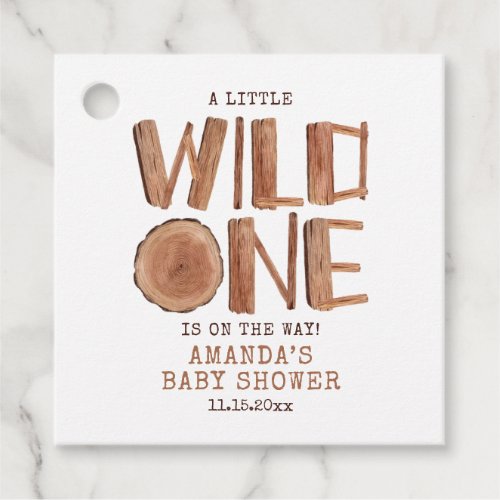 Watercolor Rustic Wood Wild One Baby Shower   Favor Tags