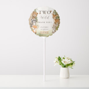 Watercolor Rustic Woodland Two Wild 2nd Birthday Balloon