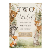 Watercolor Rustic Woodland Two Wild 2nd Birthday 