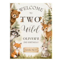 Watercolor Rustic Woodland Two Wild 2nd Birthday 
