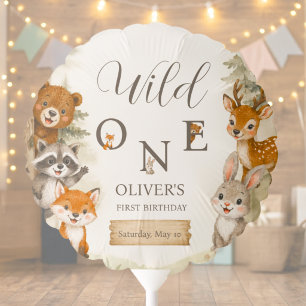 Watercolor Rustic Woodland Wild One 1st Birthday Balloon