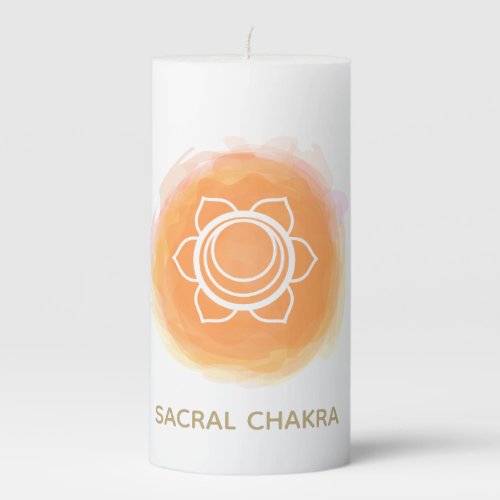  Watercolor Sacral Chakra Symbol Intention Pillar Candle