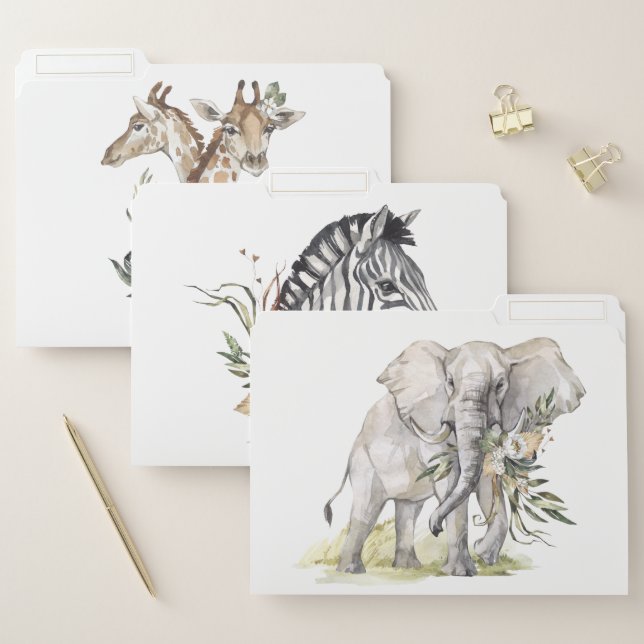 Watercolor Safari Animal Folders (Set)