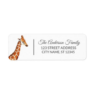 Watercolor Safari Animal Giraffe Return Address  Label