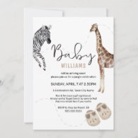 Watercolor Safari Animal Neutral Baby Shower Invitation