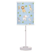 Watercolor Safari Animals Baby Boy Nursery  Table Lamp