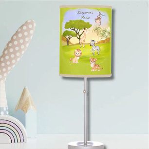 Watercolor Safari Animals Baby Nursery  Table Lamp