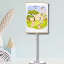 Watercolor Safari Animals Baby Nursery  Table Lamp