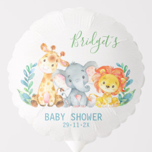 Watercolor Safari Animals Baby Shower Balloon
