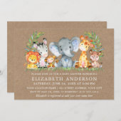 Watercolor Safari Animals Baby Shower Kraft Invitation (Front/Back)