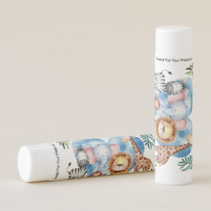 Watercolor Safari Animals Baby Shower Lip Balm