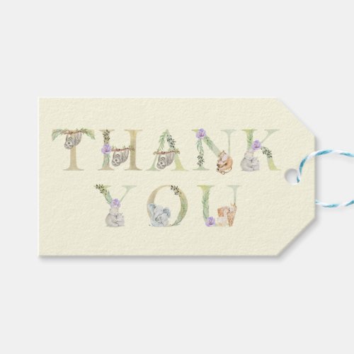 Watercolor Safari Animals Baby Shower Thank you Gift Tags