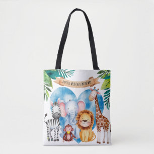 Watercolor Safari Animals Baby Shower Tote Bag