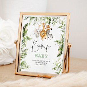 Watercolor safari animals books for baby poster