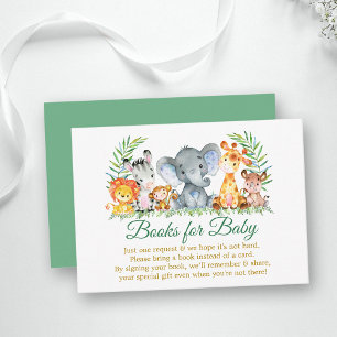 Watercolor Safari Animals Green Books for Baby Enclosure Card