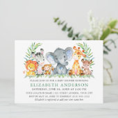 Watercolor Safari Animals Greenery Baby Shower Invitation (Standing Front)