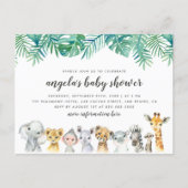 Watercolor Safari Animals Modern Baby Shower Invitation Postcard (Front)