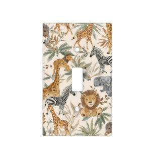 Watercolor Safari Animals Nursery Decor Light Switch Cover