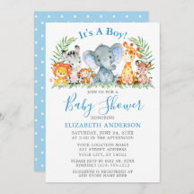 Watercolor Safari Animals Polka Dots Blue Shower