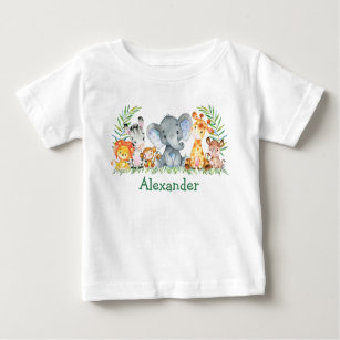 Watercolor Safari Baby Animals Elephant Baby T-Shirt