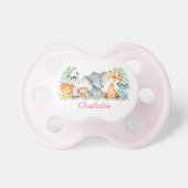 Watercolor Safari Baby Animals Pink Pacifier (Front)