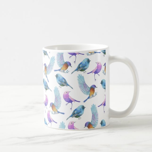 Watercolor Safari: Birds (Customize BG Color!) Coffee Mug (Right)