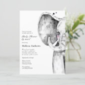 Watercolor Safari Elephant Baby Shower by Mail Invitation (Standing Front)