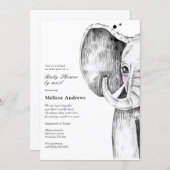 Watercolor Safari Elephant Baby Shower by Mail Invitation (Front/Back)