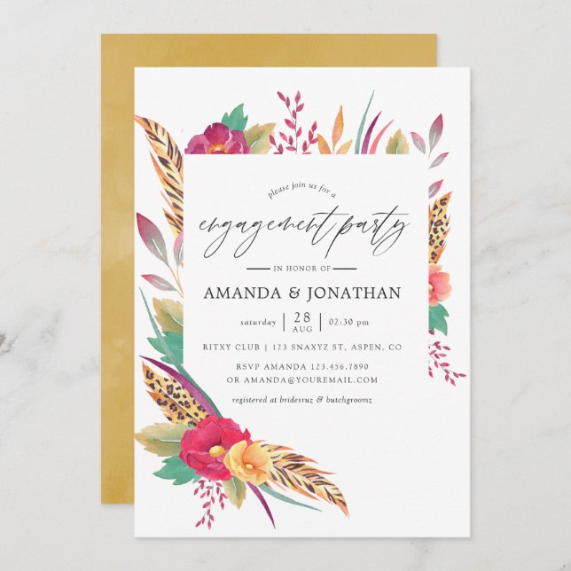 Watercolor Safari Engagement Party Invitation (Front/Back)