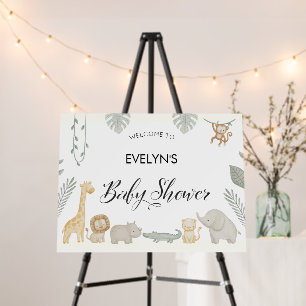Watercolor Safari Greenery Welcome Baby Shower Foam Board