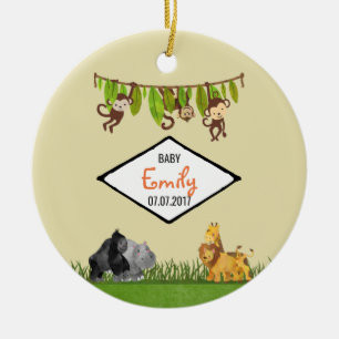 Watercolor Safari Jungle Animal Illustration Baby Ceramic Ornament