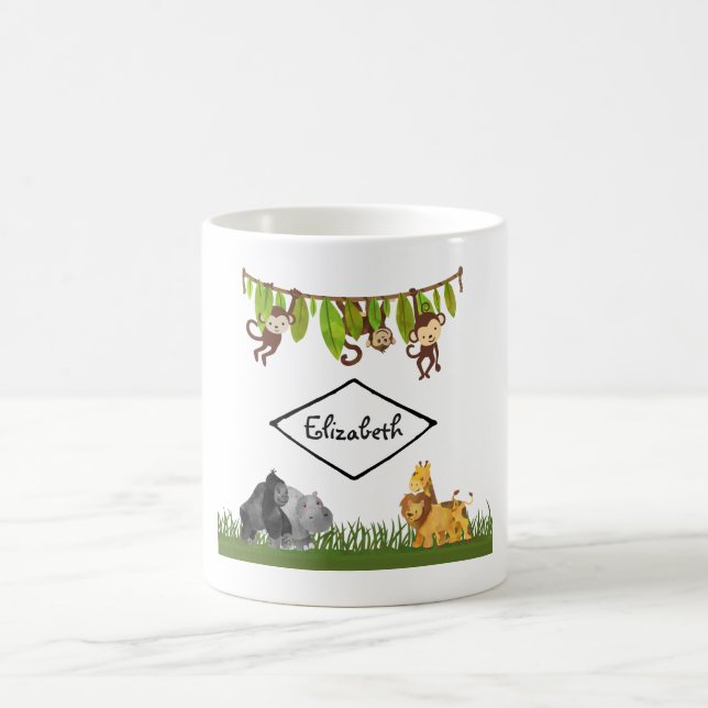 Watercolor Safari Jungle Animal Illustration Coffee Mug (Center)