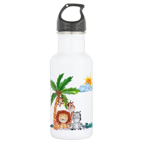 Watercolor Safari Jungle Animal Stainless Steel Water Bottle