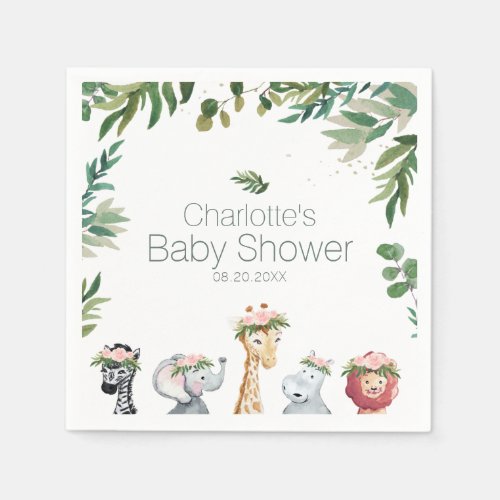 Watercolor Safari Jungle Baby Shower Paper Napkins