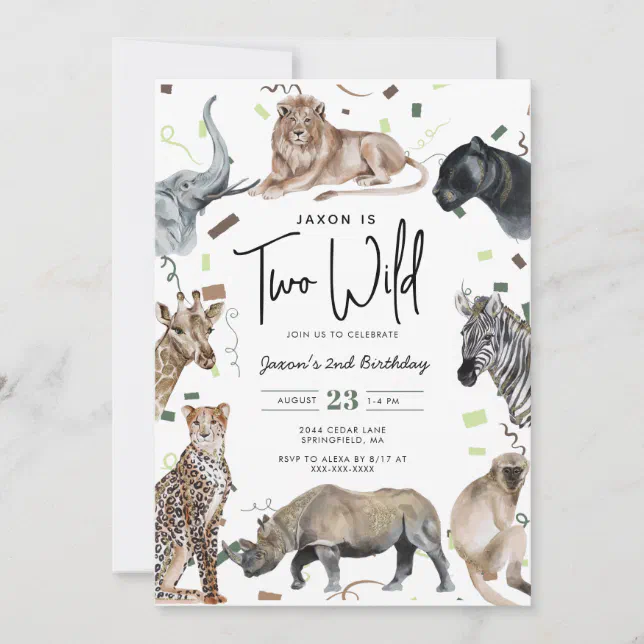 Two Wild Safari Backdrop – 7x5 Ft Jungle Animal Birthday Banner For 2nd Birthday Party, Baby Shower & Photo Booth Decor
