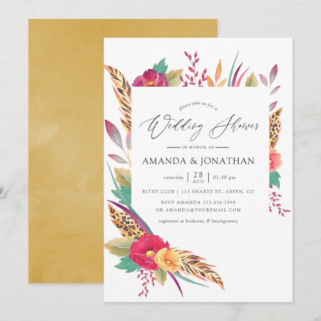 Watercolor Safari Wedding Shower Invitation (Front/Back)