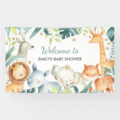 Watercolor Safari Wild Baby Shower Banner