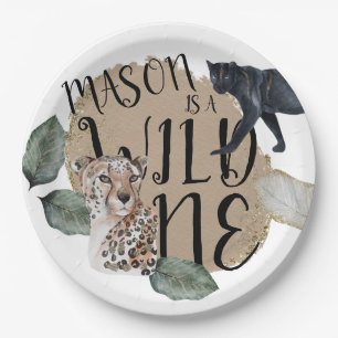 Watercolor Safari Wild One Animal Birthday Party Paper Plates