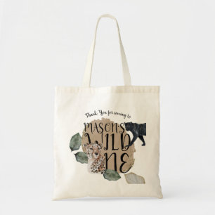 Watercolor Safari Wild One Animal Birthday Party Tote Bag