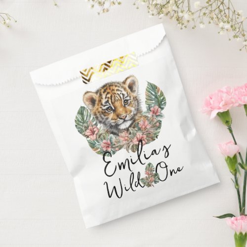 Watercolor Safari Wild One Baby Tiger Cub Birthday Favor Bag