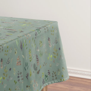 Watercolor Sage Colorful Eucalyptus Leaves Pattern Tablecloth