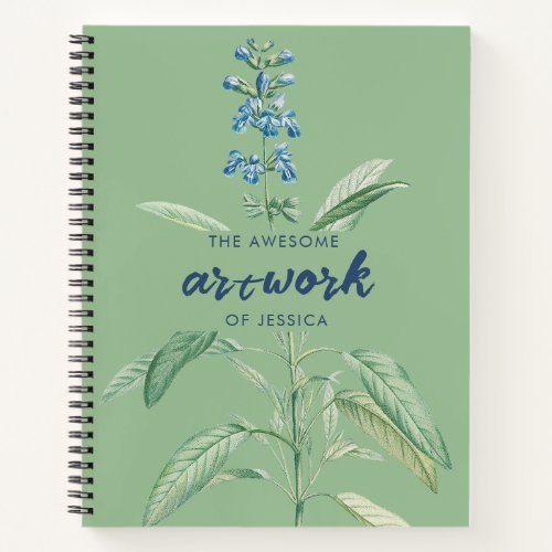 Watercolor Sage Green Artist Sketchbook Notebook