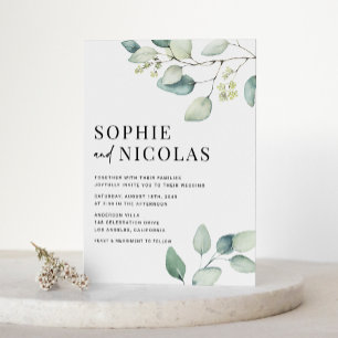 Watercolor Sage Green Eucalyptus QR Code Wedding Invitation Postcard