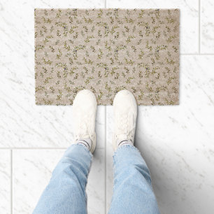 Watercolor Sage Green Olive Chic French Pattern Fiber Doormat