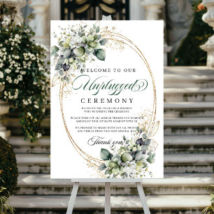 Watercolor Sage Green Unplugged Ceremony Wedding Poster