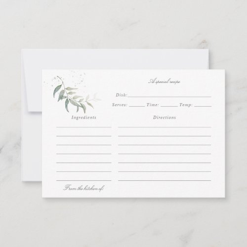 watercolor sage leaf recipe card