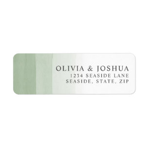 Watercolor Sage Ombre Wedding Return Address Label