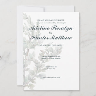 Watercolor Sage Stem Wedding Invitation