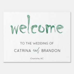 Watercolor Sage Wedding Welcome Sign